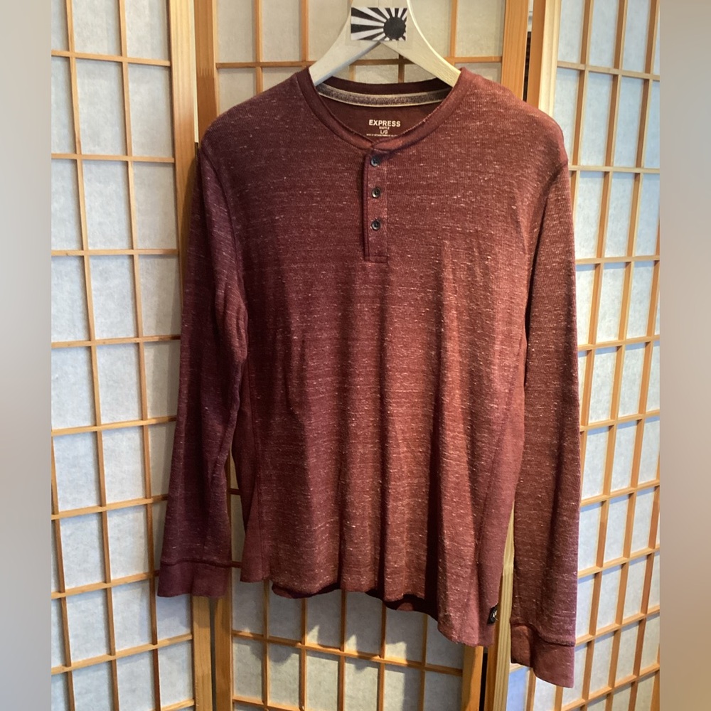 Express Textured Waffle Knit Long Sleeve Henley Men's Size Large
